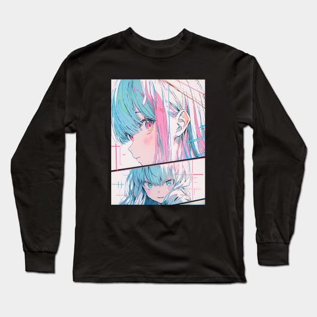 Shy Anime Girl Long Sleeve T-Shirt by Klover